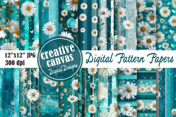 Download Teal Daisy Floral Seamless Pattern - Daisy Collection