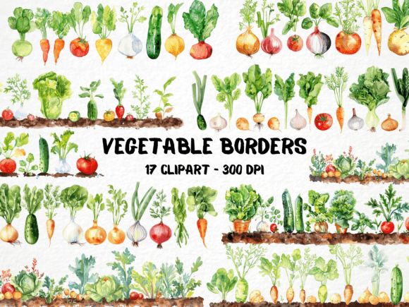 Download Watercolor Vegetable Borders Clipart PNG - Vegetable Collection