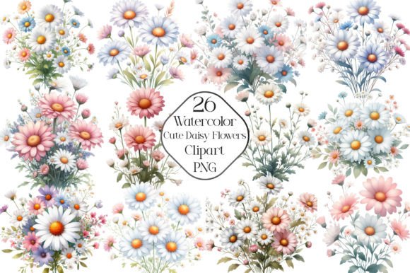 Download Watercolor Daisy Cute Flowers Clipart - Daisy Collection