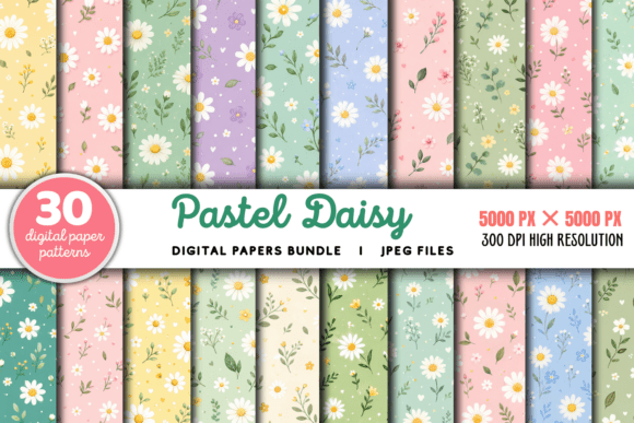 Download Pastel Daisy Digital Pattern Bundle - Daisy Collection