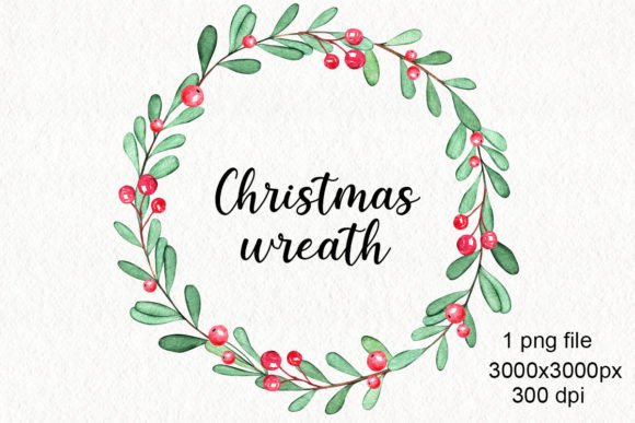 Download Watercolor Mistletoe Xmas Wreath Png - Xmas Collection