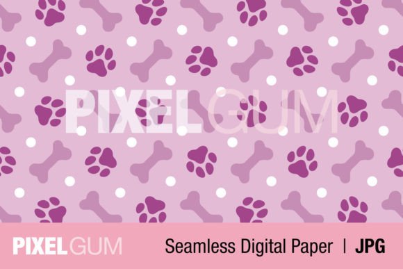 Download Seamless Purple Bone, Paw &amp; Dot Pattern - Dot pattern Collection